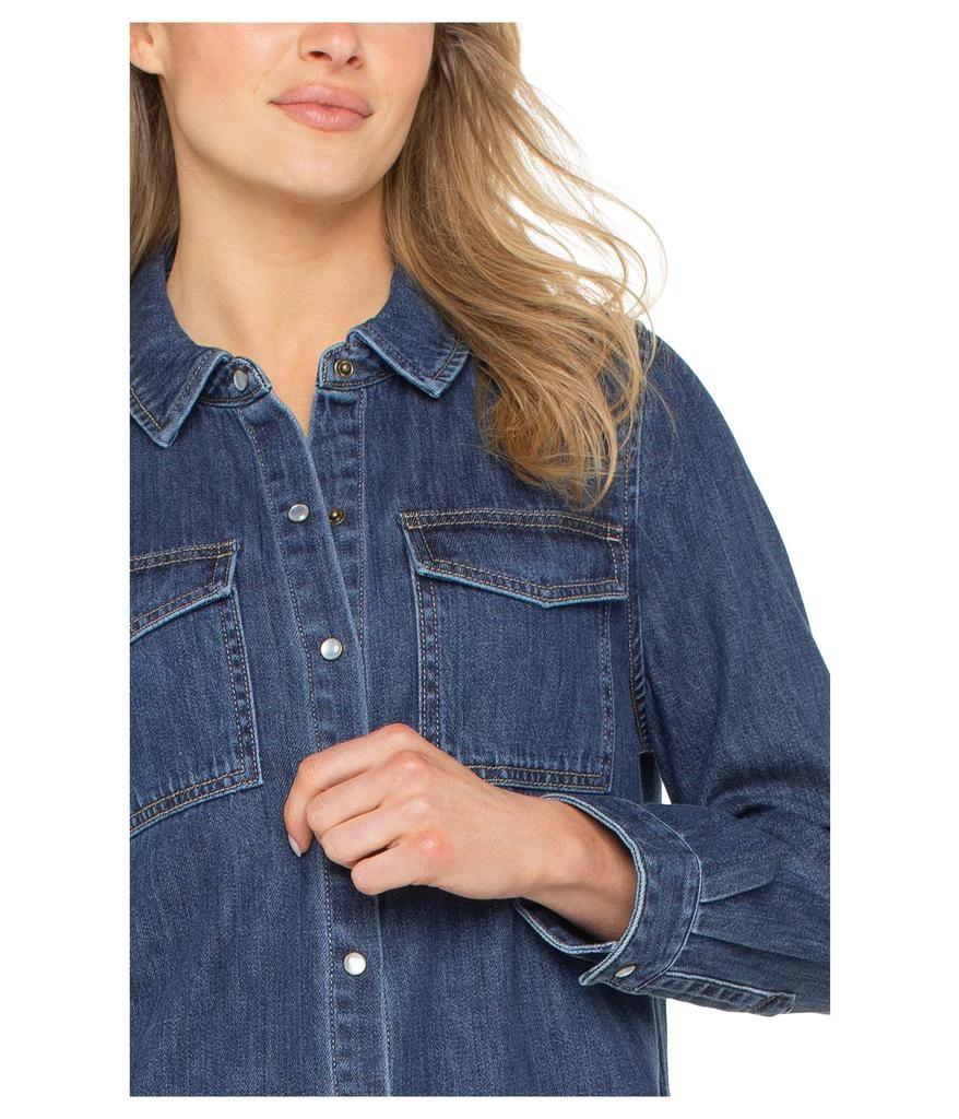 Liverpool Los Angeles Denim Button Down Long Sleeve Shirt With Pockets 3