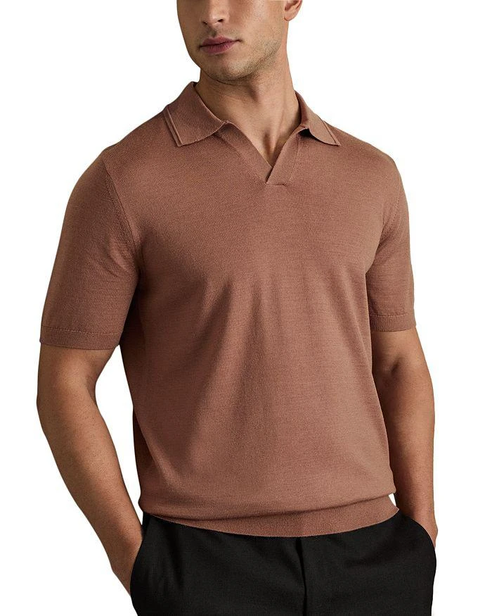 REISS Duchie Short Sleeve Open Collar Merino Wool Polo 1