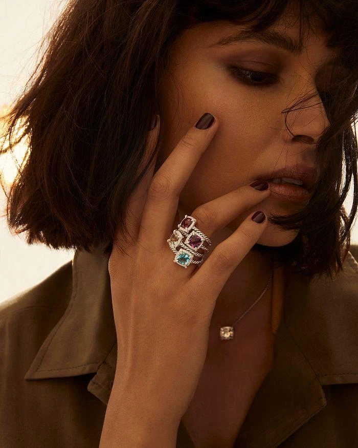 David Yurman Sterling Silver Petite Chatelaine® Ring with Black Onyx & Diamonds - Exclusive 4