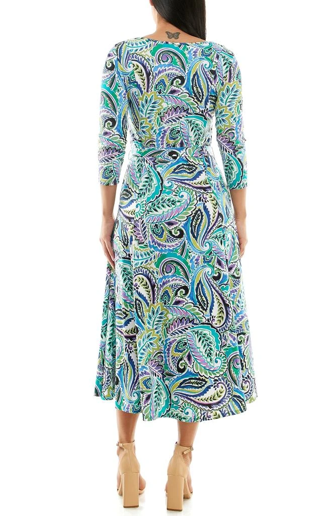 Nina Leonard Crewneck Three-Quarter Sleeve Midi Dress 2