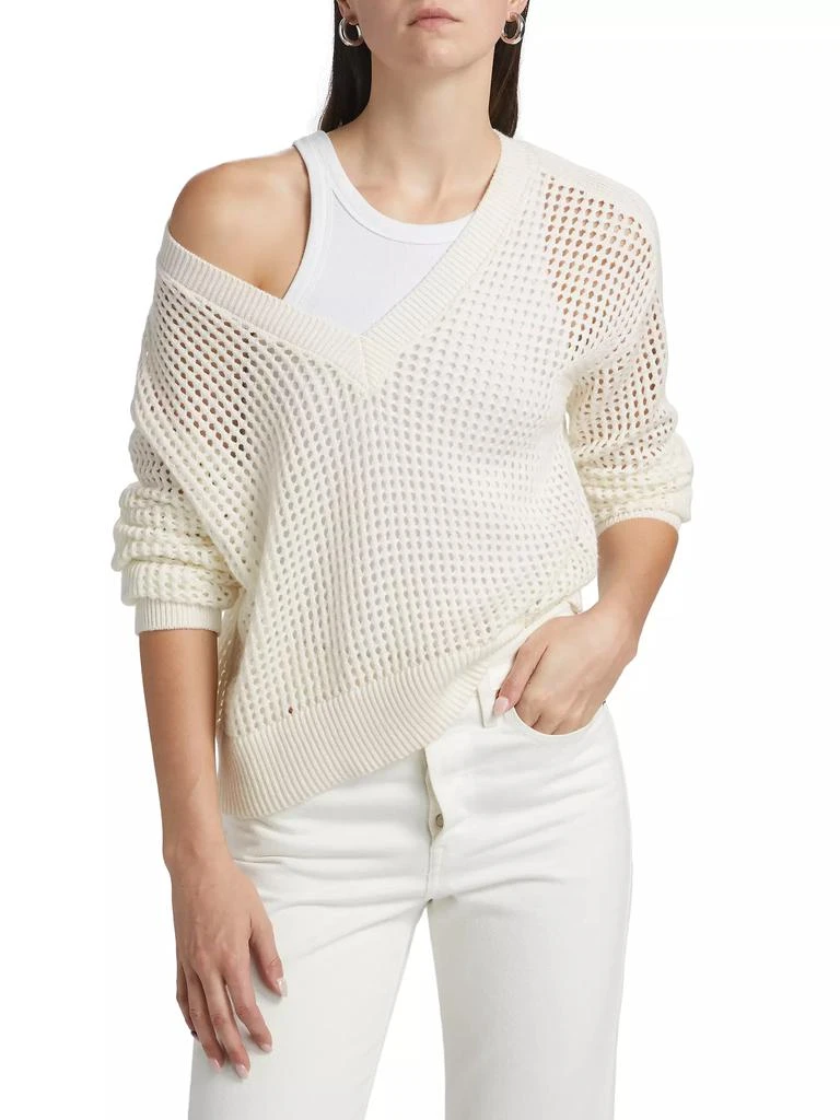 ATM Anthony Thomas Melillo Cotton-Cashmere Open-Knit V-Neck Sweater 3
