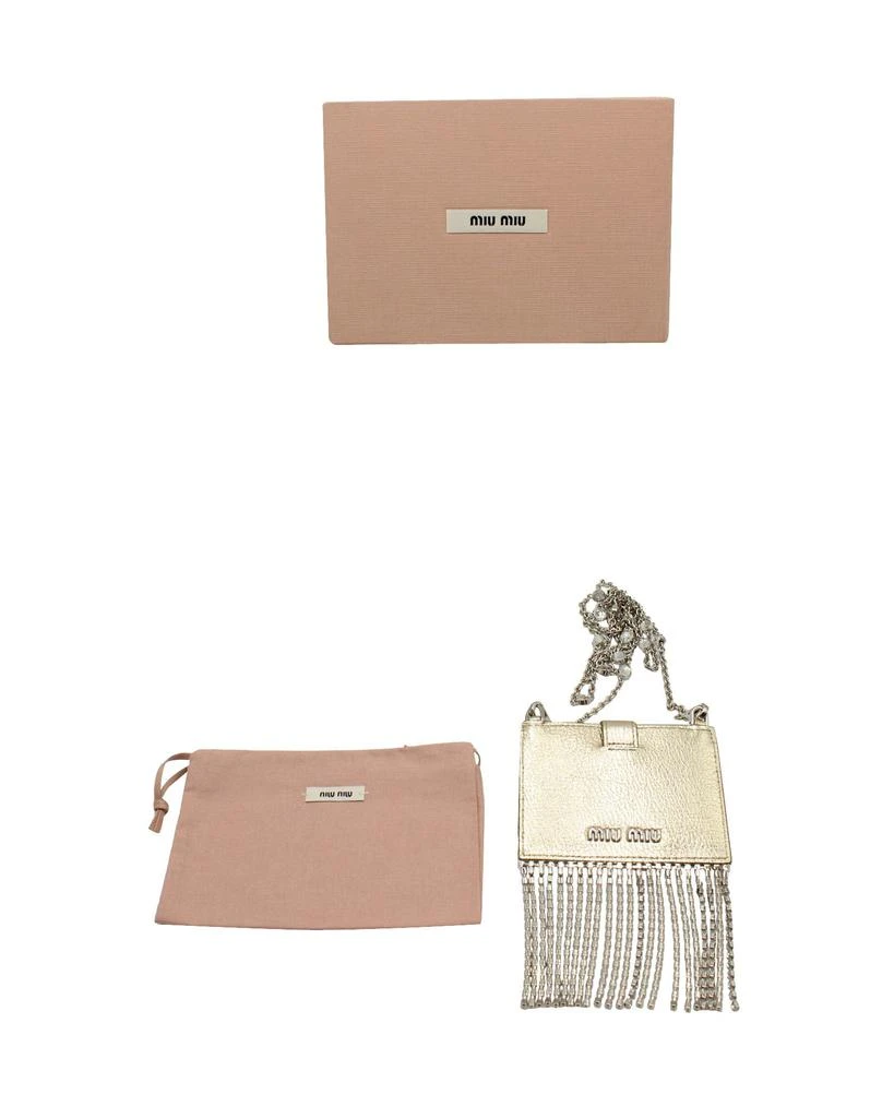 Miu Miu Madras Card Holder with Crystal Fringe in Silver Goatskin Leather 5
