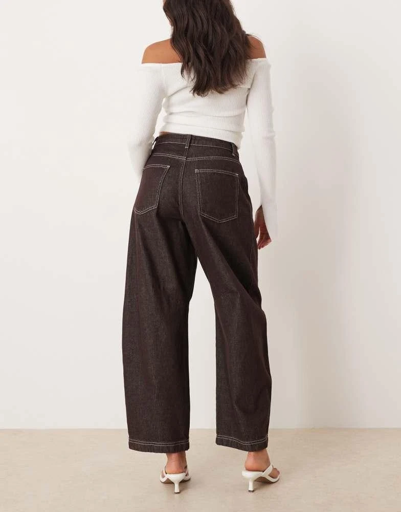 ASOS ASOS DESIGN cropped barrel leg jean in dark brown 2