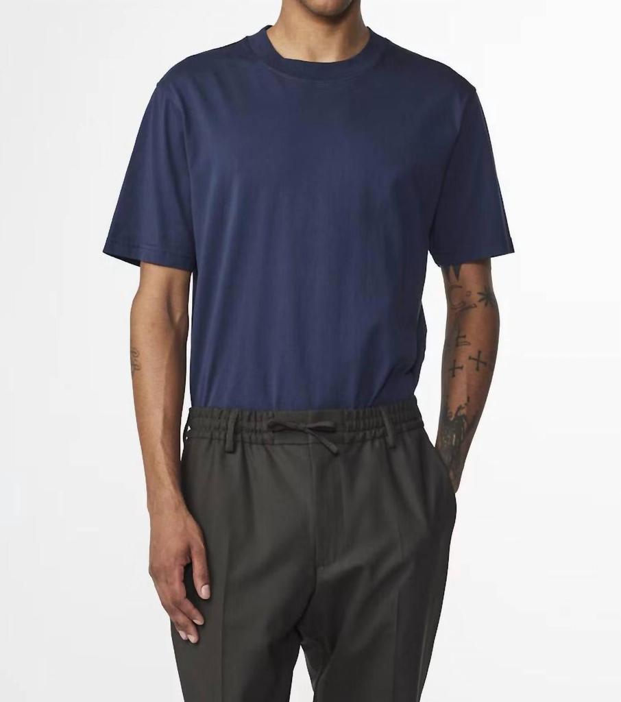 NN07 Adam Casual Pima Tee In Navy Blue