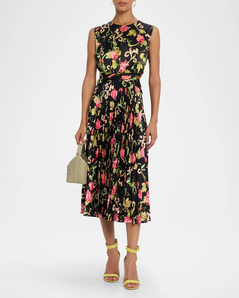 knee length dresses for ladies Saloni Asymmetric Midi Dress Aggie Ruffled Floral Print Silk Size US 4 –  Celebrity Owned main image 0