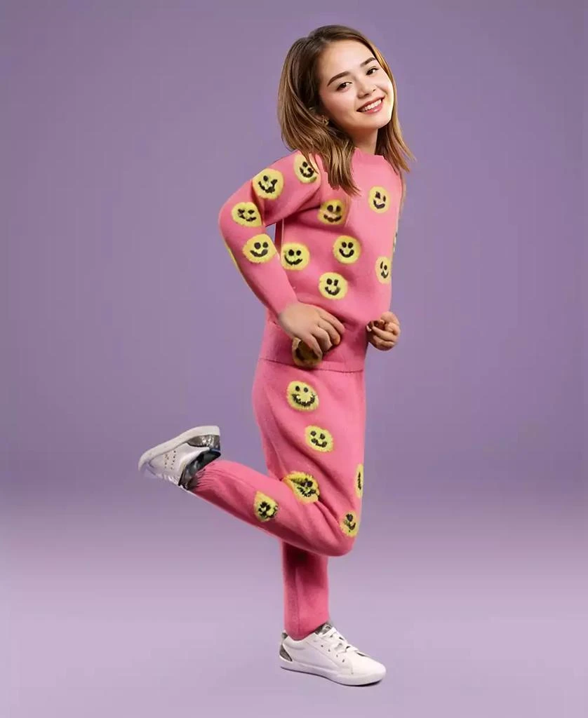 Kate Mack Little Girls Smiley Knit Sweater and Jogger, 2-Piece Set 5