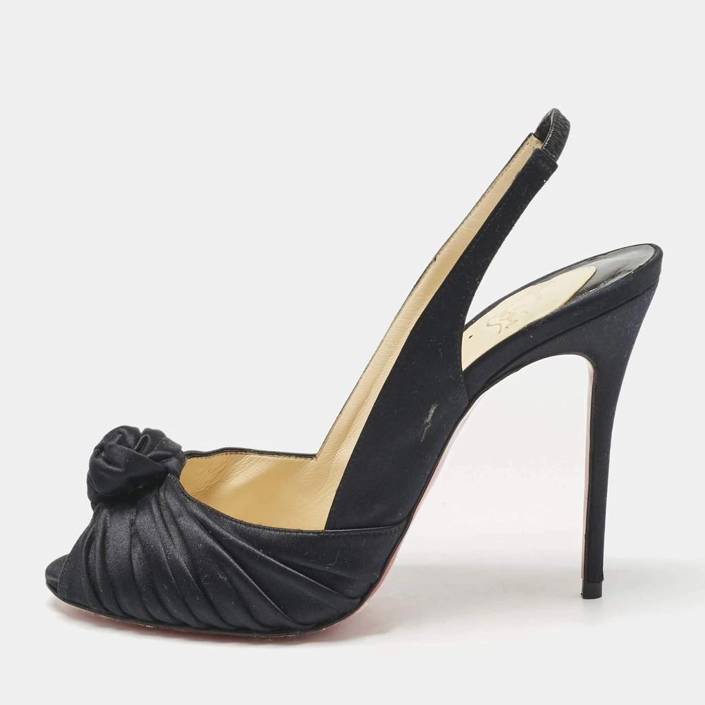 Christian Louboutin Christian Louboutin Navy Blue Satin Jenny Platform Pumps Size 39.5