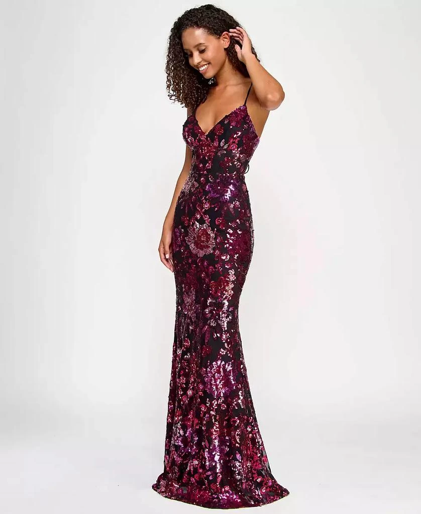 City Studios Juniors' Sequin Embellished V-Neck Sleeveless Gown, Created for Macy's 4