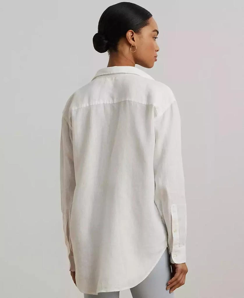 Ralph Lauren Women's Oversize Floral-Logo 100% Linen Shirt 2