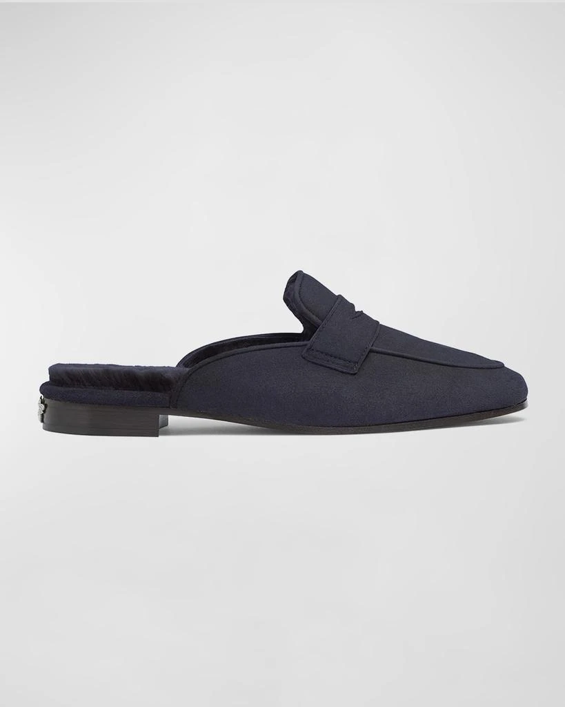 Bougeotte Suede Shearling Penny Loafer Mules 1