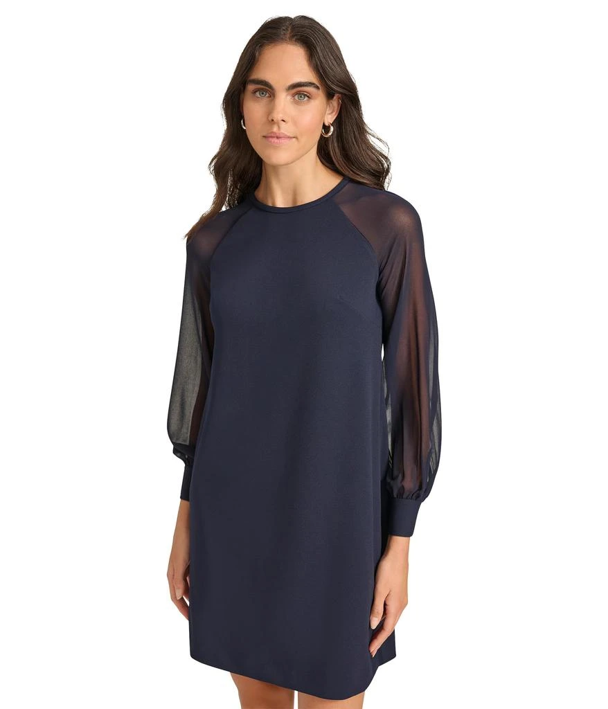 Calvin Klein Scuba Crepe Chiffon Sleeve Aline Dress 1