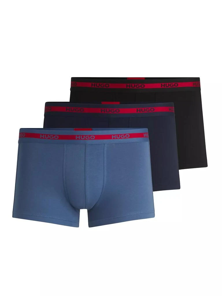 Hugo Boss Three Pack of Logo Waistband Trunks in Stretch Cotton 1