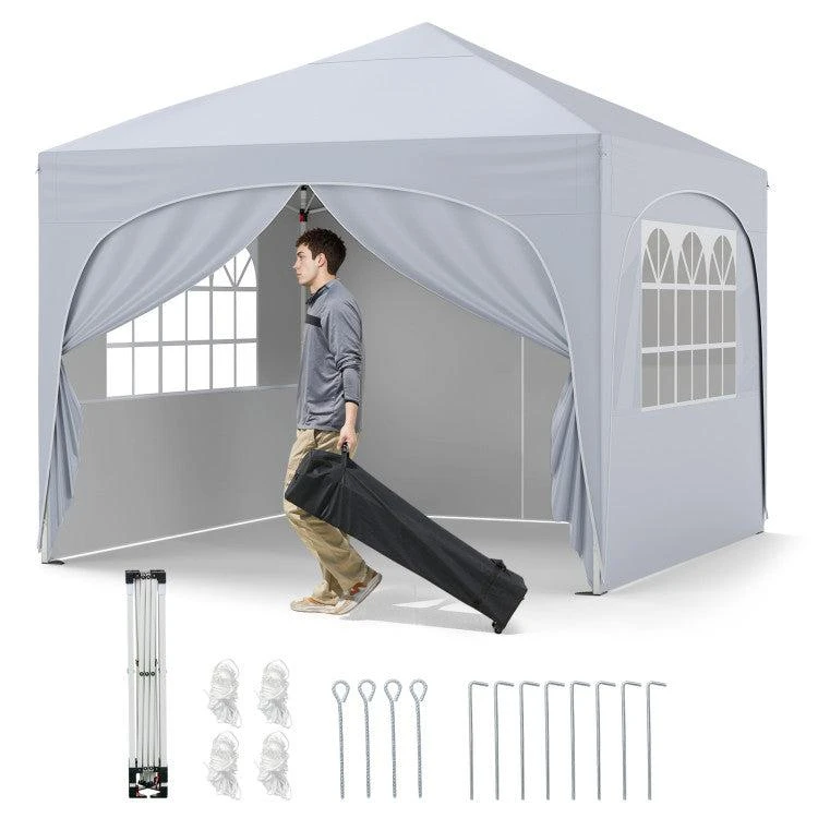 Hivvago 10 X 10 FT Pop up Canopy Tent with 4 Removable Sidewall 1