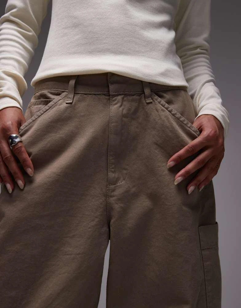 Topshop Topshop seam detail barrel leg trouser in mushroom 3