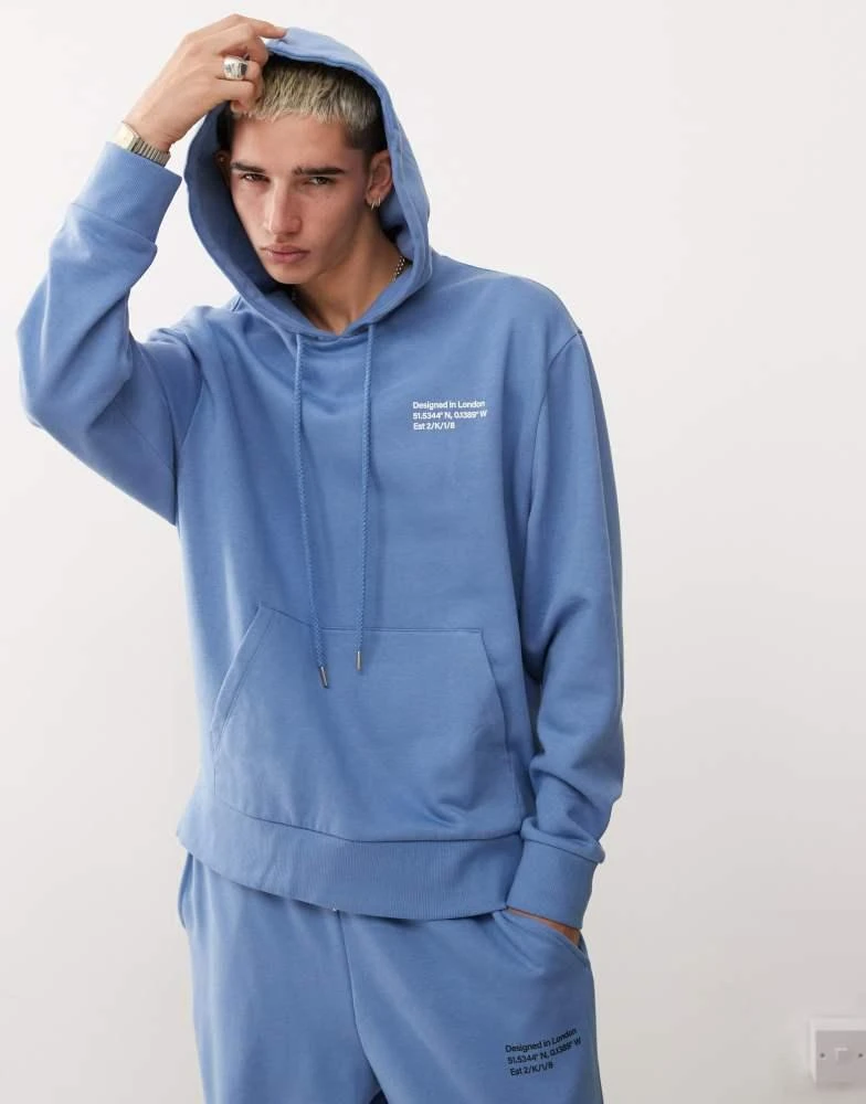COLLUSION COLLUSION co-ordinates print hoodie in blue 1