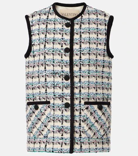 Valentino Mossi sequined cotton-blend tweed vest 1