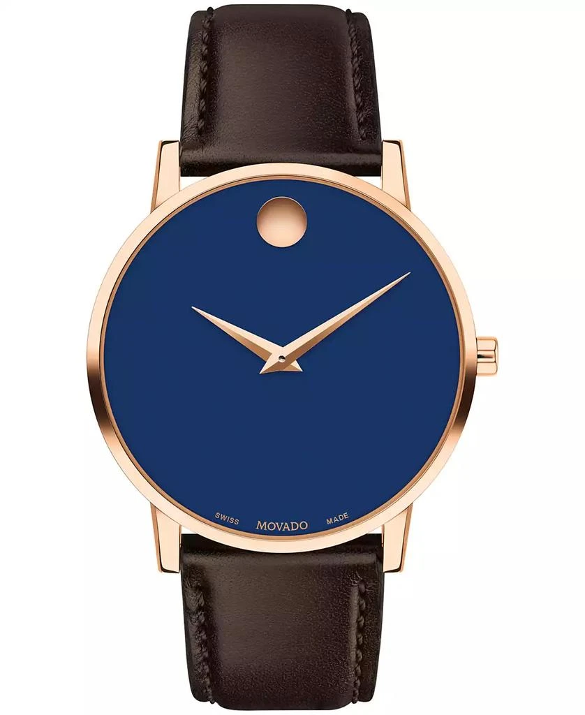 Movado Men's Museum Classic Swiss Quartz Brown Genuine Leather Strap Watch 40mm 1