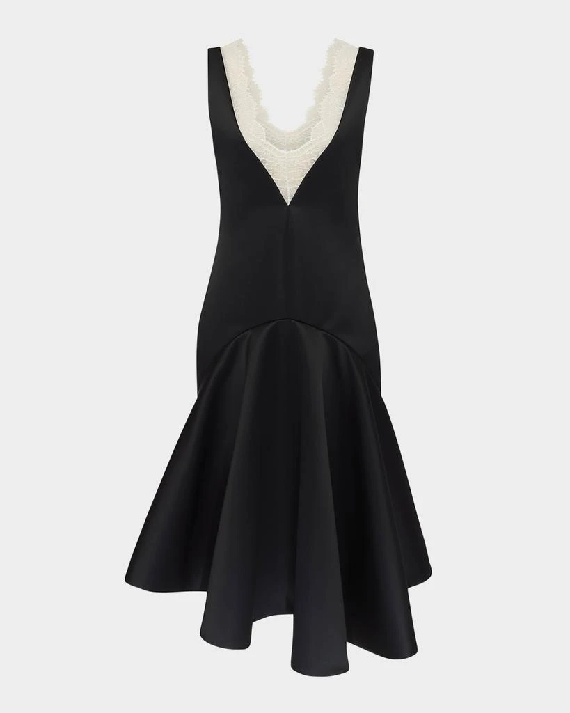 JW Anderson Plunging Lace-Trim Draped-Hem Dress 1