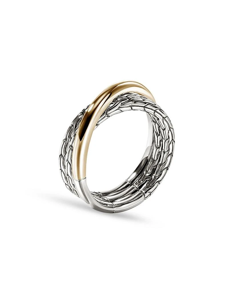 John Hardy 14K Yellow Gold & Sterling Silver JH Essentials Crossover Ring 3