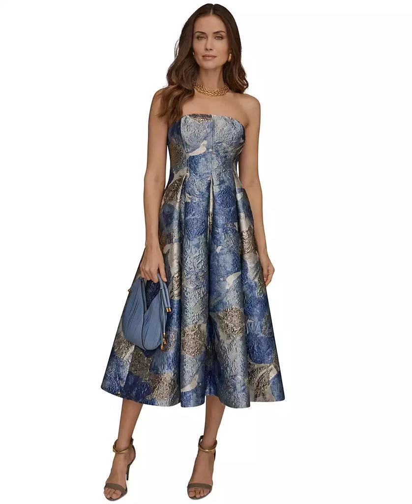 Donna Karan Women
s Strapless Floral Midi Cocktail Dress