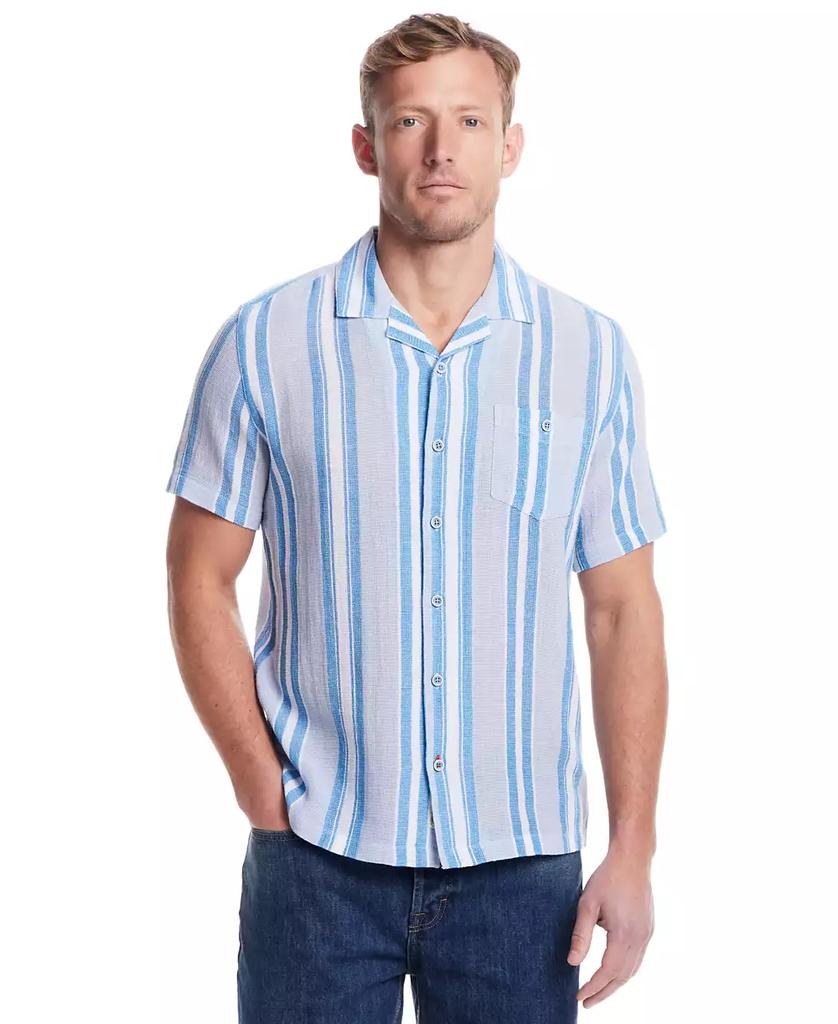 Weatherproof Vintage Men's Airtex Short Sleeve Striped Button-Front Camp Shirt