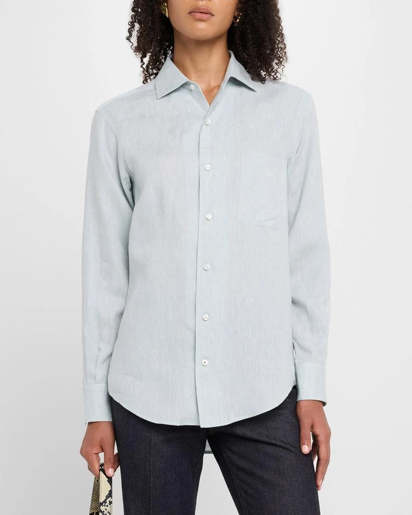 Loro Piana Andre Button Down Linen Solaire Shirt 4