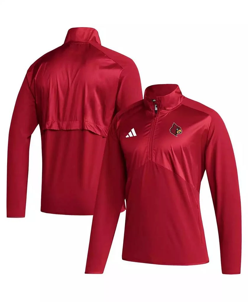 Adidas Men's Red Louisville Cardinals Sideline AEROREADY Raglan Sleeve Quarter-Zip Jacket 1