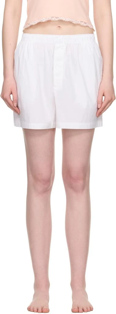 SKIMS White Cotton Poplin Boxer Pyjama Shorts 1