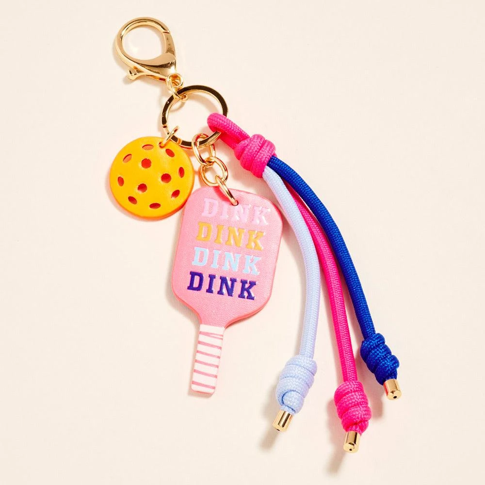 FASHNZFAB Pickleball Paddle Ball Charm Knotted Cord Drop Bag Charm Keychain