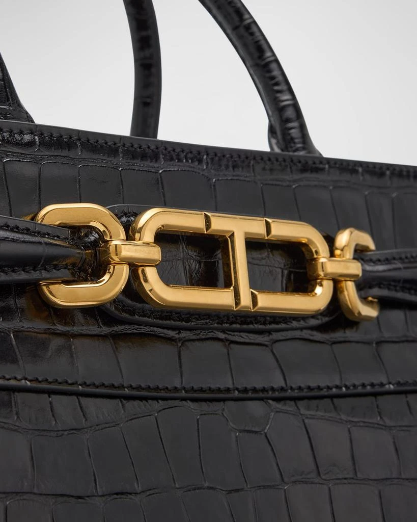Tom Ford Small Top-Handle Bag in Shiny Croc-Print Leather 7