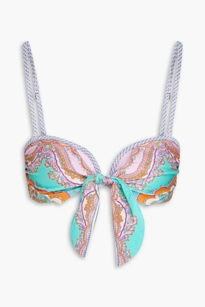 Zimmermann Lola knotted printed bandeau bikini top