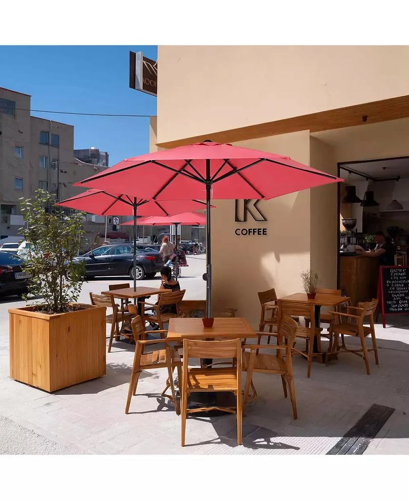 Yescom 7.5 Ft Outdoor Patio Umbrella 6 Ribs with Scale Tilt Button Strap UV30+ Sunshade Garden Parasol for Yard Deck Market Pool Red 2