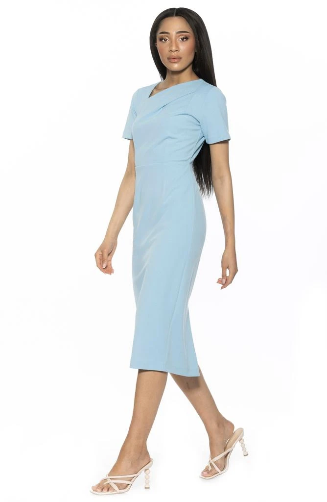 ALEXIA ADMOR Angelica Asymmetric Neck Sheath Midi Dress 5