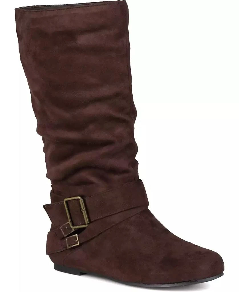 Journee Collection Women's Shelley Rouched Buckle Mid Shaft Boots 1