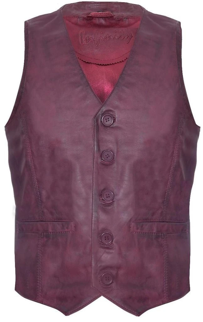 Infinity Leather Mens Leather Waistcoat Formal Traditional Gilet Vest 6