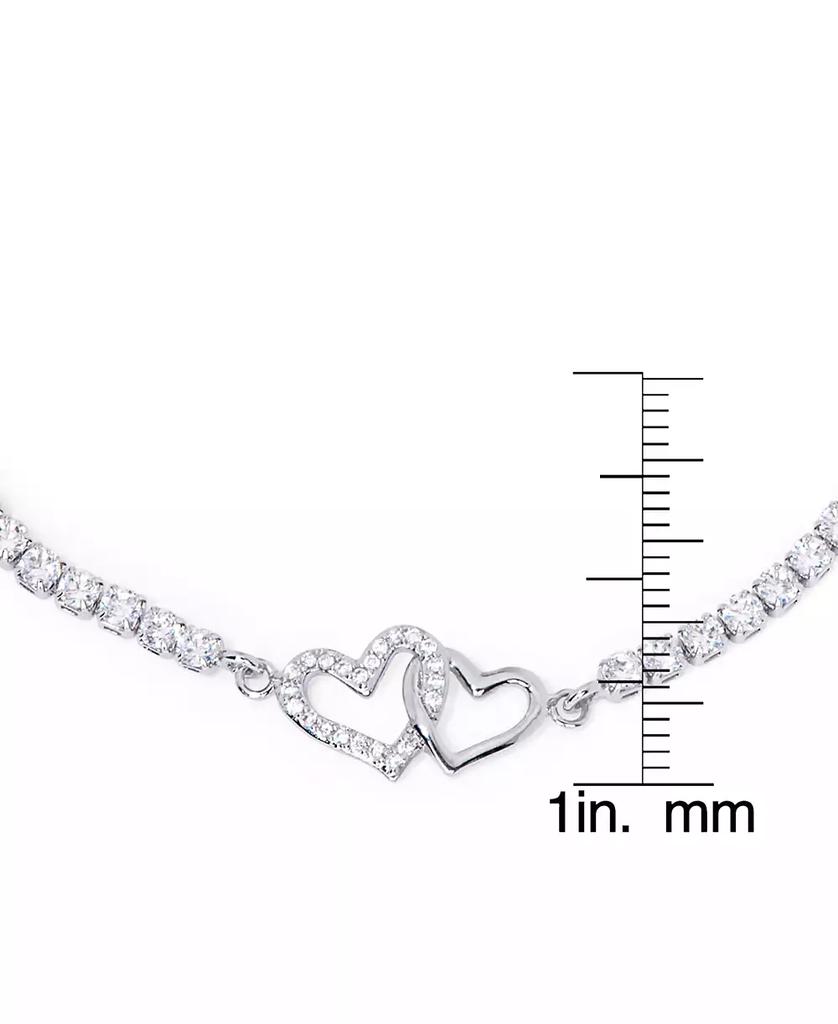 Macy's Cubic Zirconia Linked Hearts Adjustable Bolo Bracelet in Silver Plate