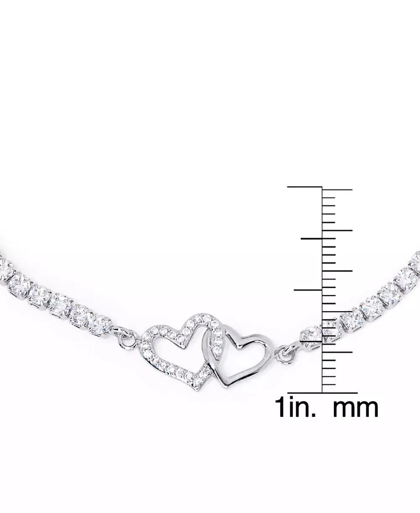 Macy's Cubic Zirconia Linked Hearts Adjustable Bolo Bracelet in Silver Plate 2