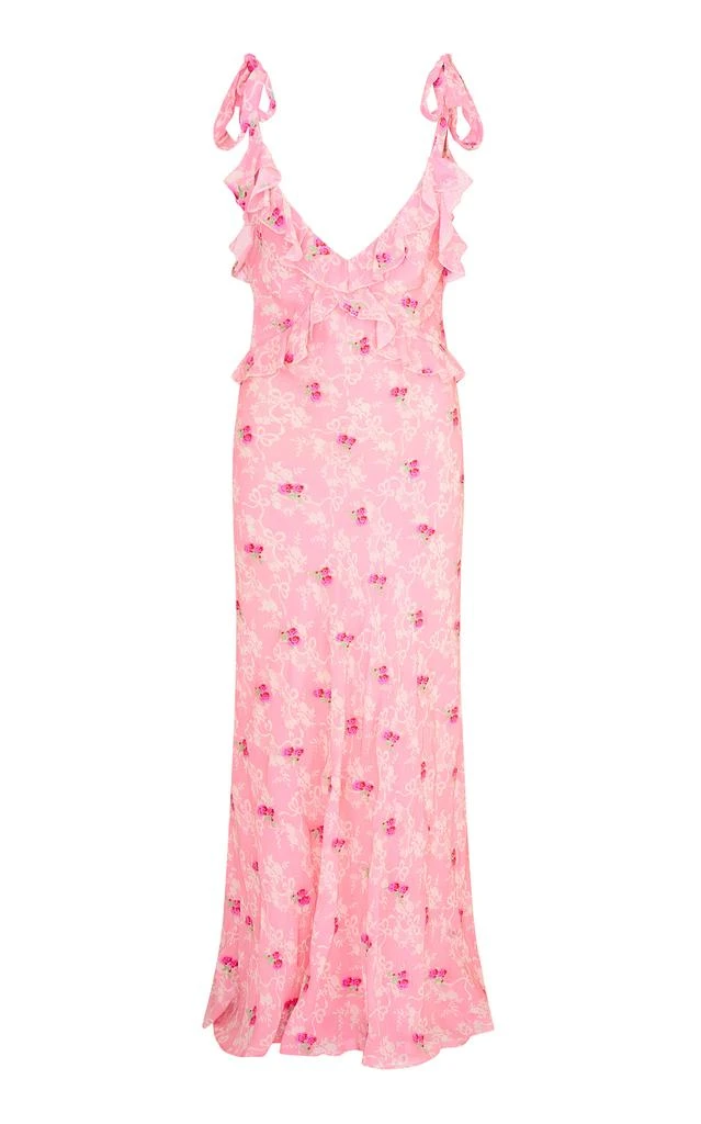 LoveShackFancy LoveShackFancy - Orcene Ruffled Chiffon Midi Dress - Pink - US 4 - Moda Operandi 1