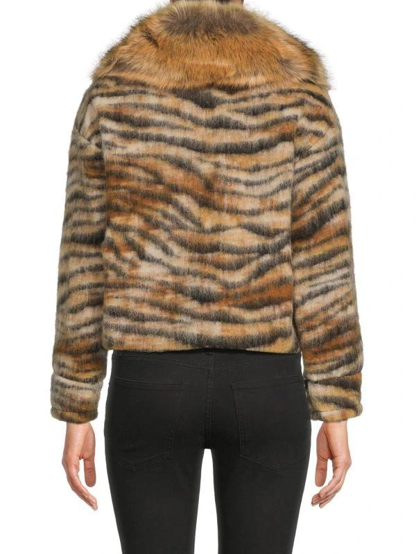 La Fiorentina Faux Fur Trim Animal Print Jacket 2