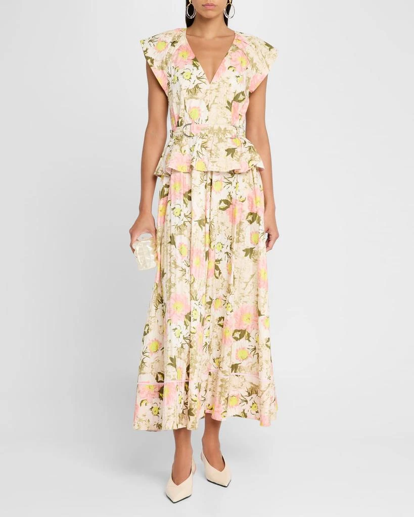 Derek Lam Victoria Floral Belted Peplum Maxi Dress 4