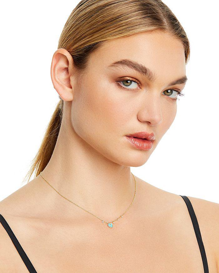 Meira T 14K Yellow Gold Turquoise Doublet and Diamond Pendant Necklace with Cultured Freshwater Pearl Charms, 16"