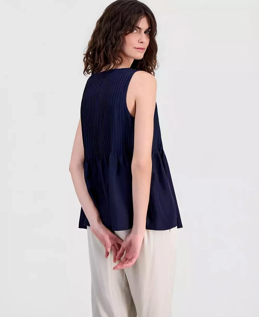 Eileen Fisher Women
s Pleated Silk Bateau Neck Tank Top 3