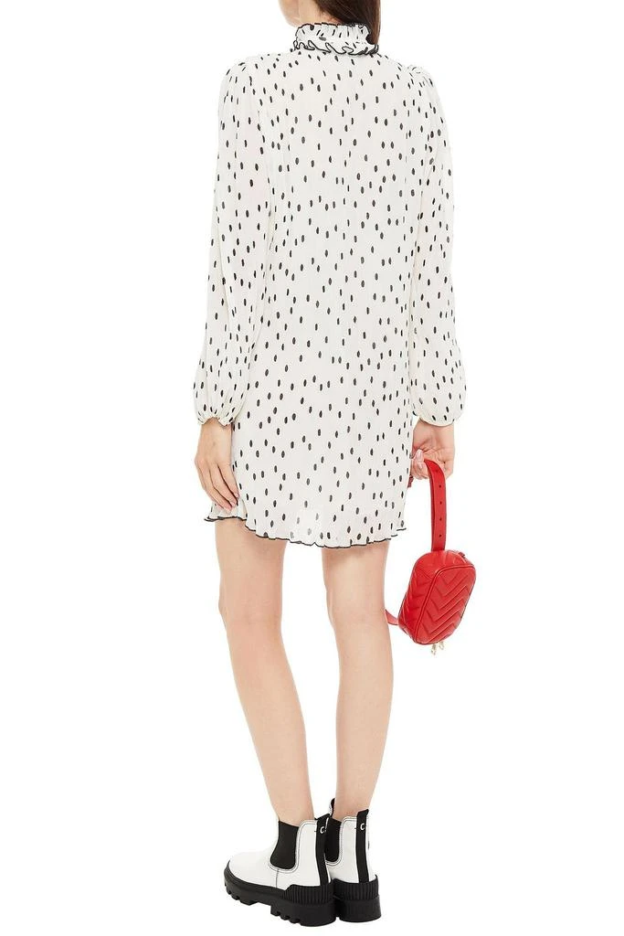 Ganni Ruffle-trimmed polka-dot plissé-chiffon mini dress 1