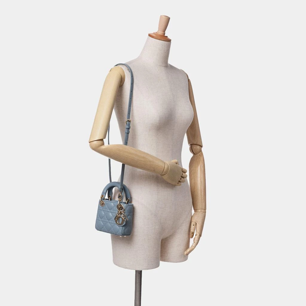 Dior Dior Light Blue Lambskin Leather Micro Cannage Lady Dior Shoulder Bag 7