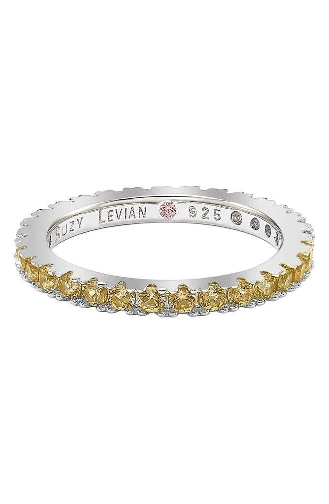 Suzy Levian Sterling Silver Yellow CZ Eternity Band Ring 2