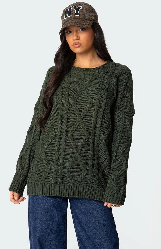 Edikted Kennedy Oversized Cable Knit Sweater 1