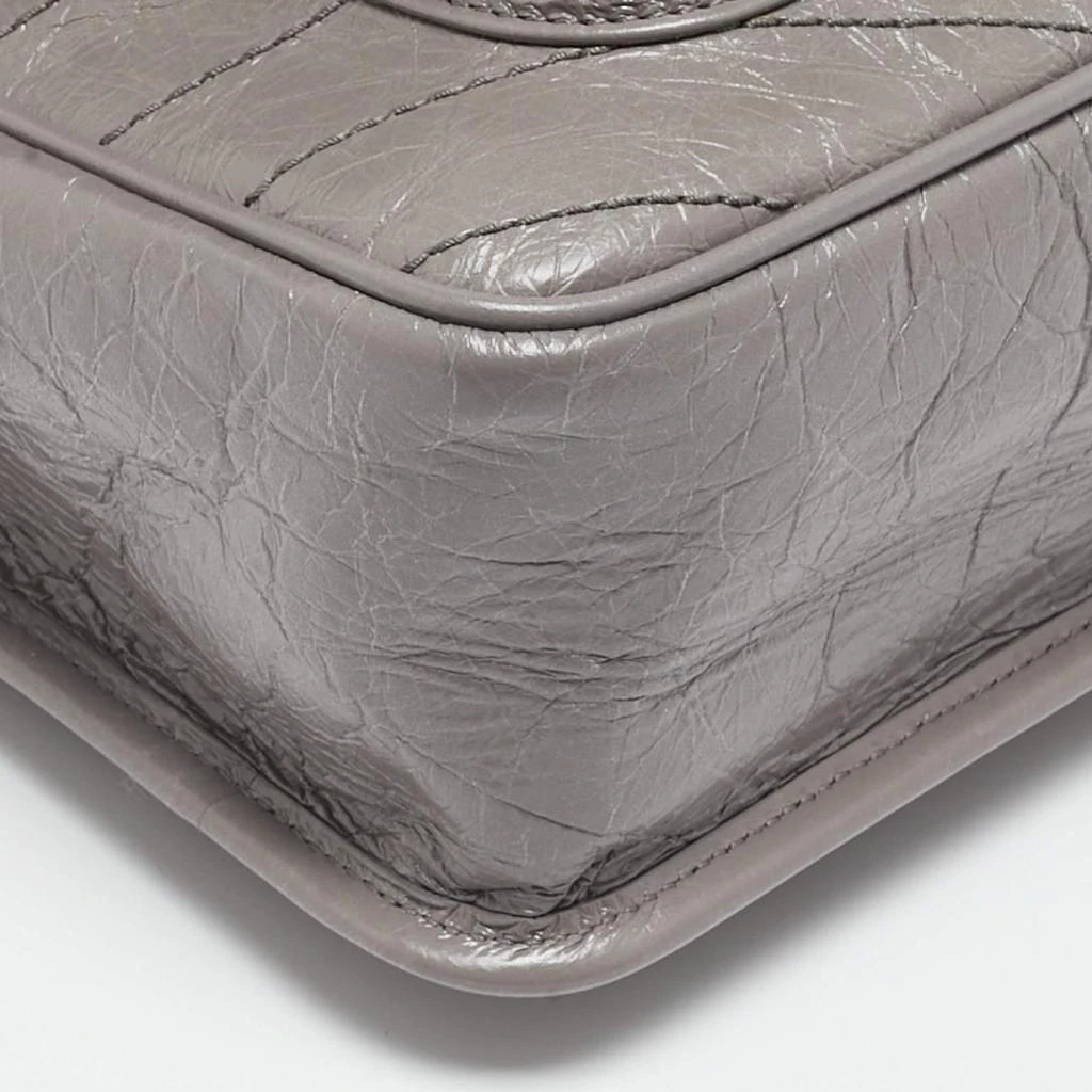 Yves Saint Laurent Saint Laurent Grey Crinkled Leather Large Niki Shoulder Bag 12