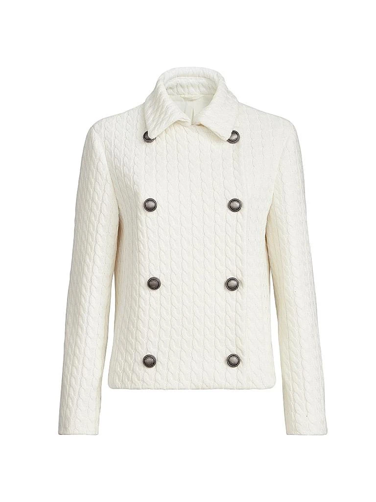 Brunello Cucinelli Cotton Cable Knit Blazer with Monili