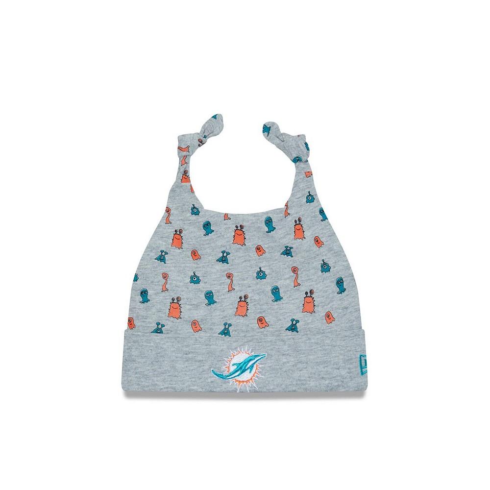 New Era Infant Boys and Girls Heather Gray Miami Dolphins Critter Cuffed Knit Hat