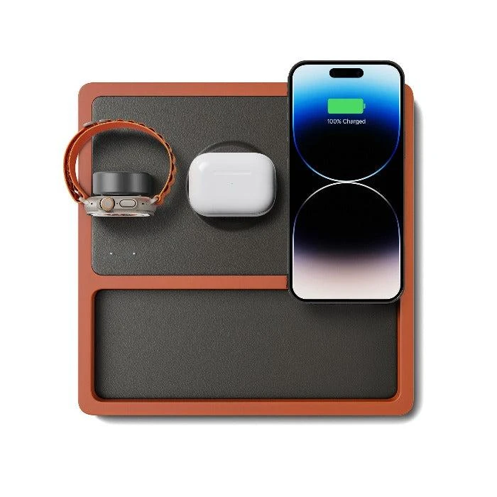 NYTSTND TRIO TRAY Black - 3-in-1 MagSafe Oak Wireless Charger with Apple Watch Support 6
